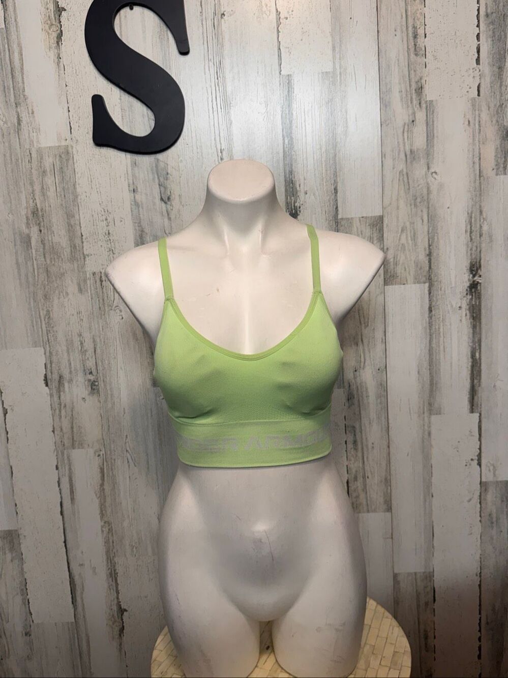 Under Armour Lime Green Seamless Strappy Back Sports Bra Womens Size Small Padde